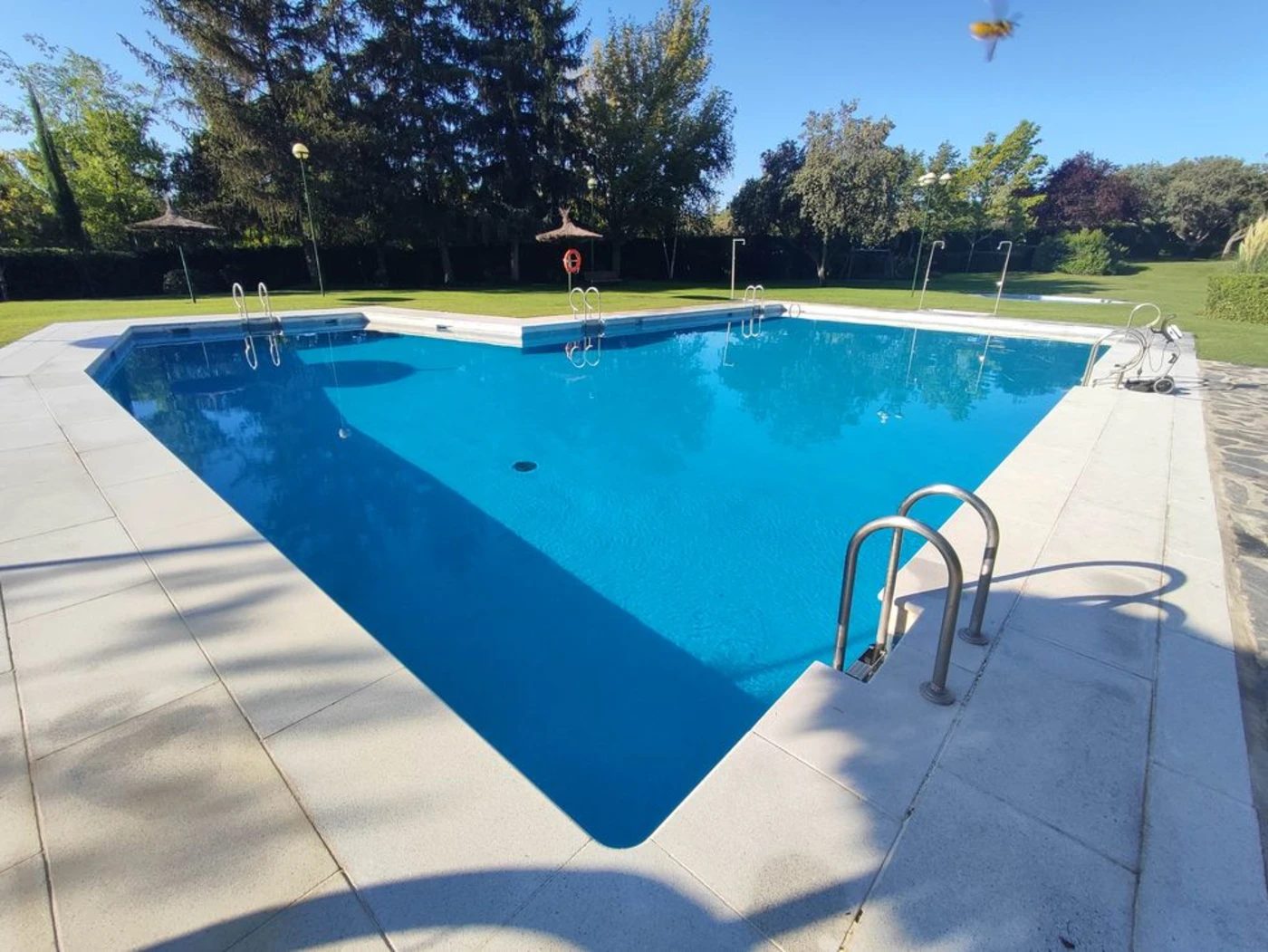 Piscina comunitaria limpia y bien cuidada tras el mantenimiento en Madrid